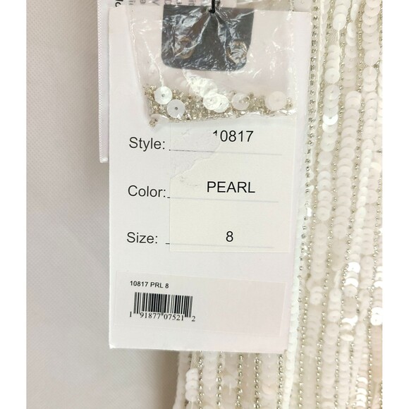 New MAC DUGGAL (10817) White Sequin & Silver Beads Spaghetti Strap Gown Wn's (8) - Picture 14 of 16